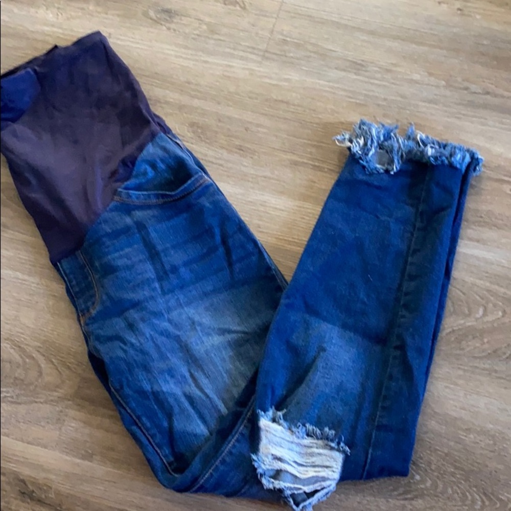 PinkBlush distressed maternity jeans